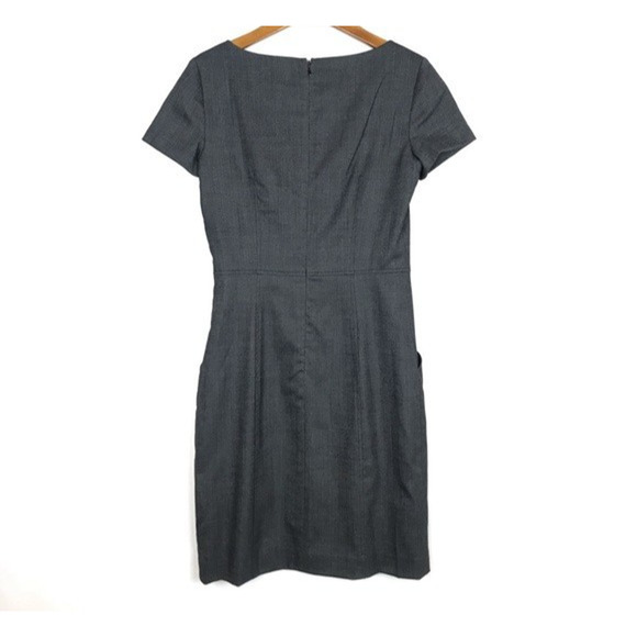 Theory Dress Nuriana Raetia Stretch Wool Dark Gray Sheath Short Sleeve 4 S - Picture 7 of 11
